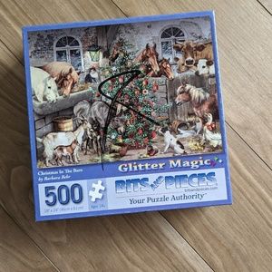 Bits and Pieces Glitter Magic Christmas in the Barn 500 Piece Puzzle